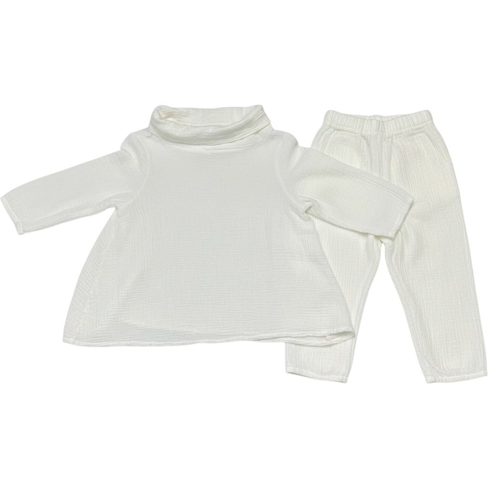 Bryn Walker Etta Cotton Gauze Set White Cowl Neck Crop Pant XXS Coastal Beachy